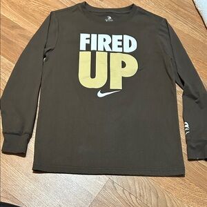 Nike Kids Brown 'Fired Up' Long Sleeve Tee